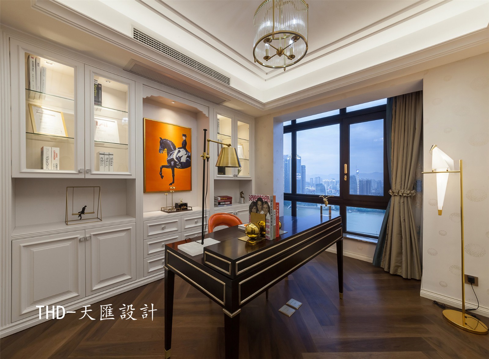 美式書房背景墻實(shí)景圖