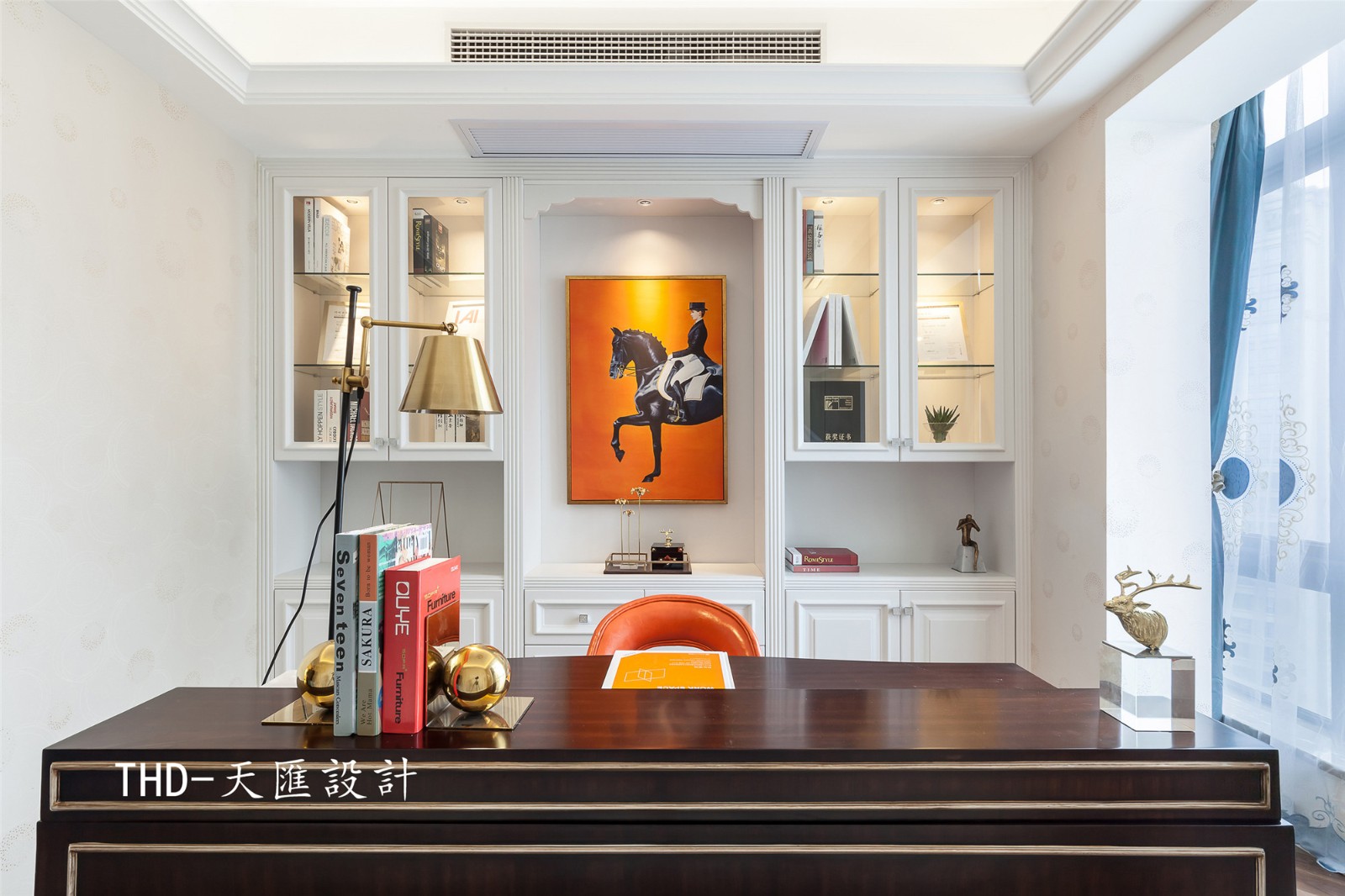 美式書房背景墻實(shí)景圖