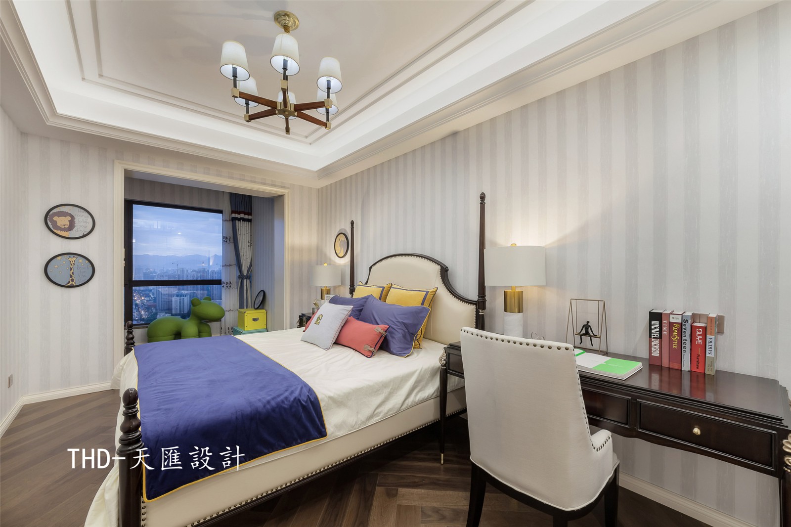 美式兒童房背景墻實(shí)景圖
